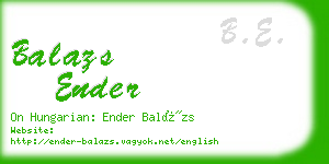 balazs ender business card